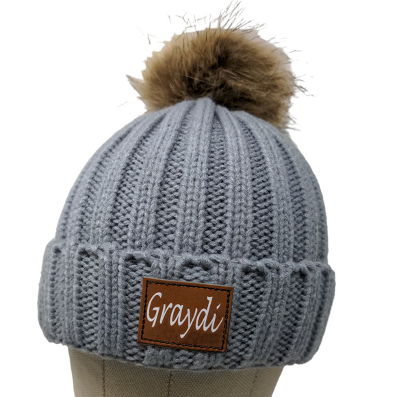 Graydi Men's Beanie Hat Cap Gray Knit 100% Acrylic Patch Logo - Picture 1 of 11